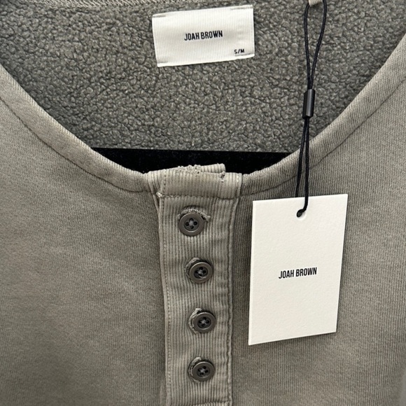 NWT Joah Brown Henley Crop Sweatshirt Vetiver Green S/M - Picture 10 of 10